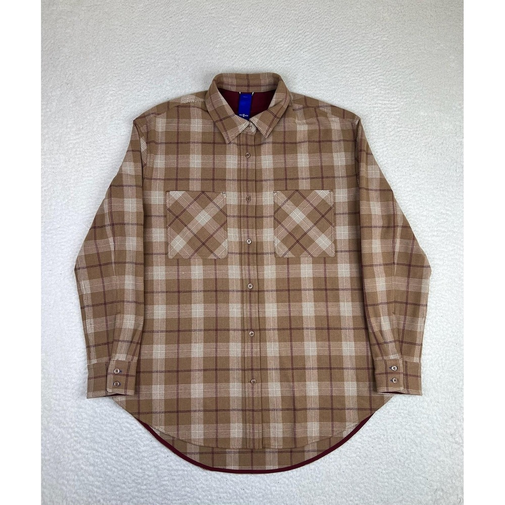 Kit And Ace Shirt Mens Small Brown Plaid Lined Flannel Long Sleeve Button Up